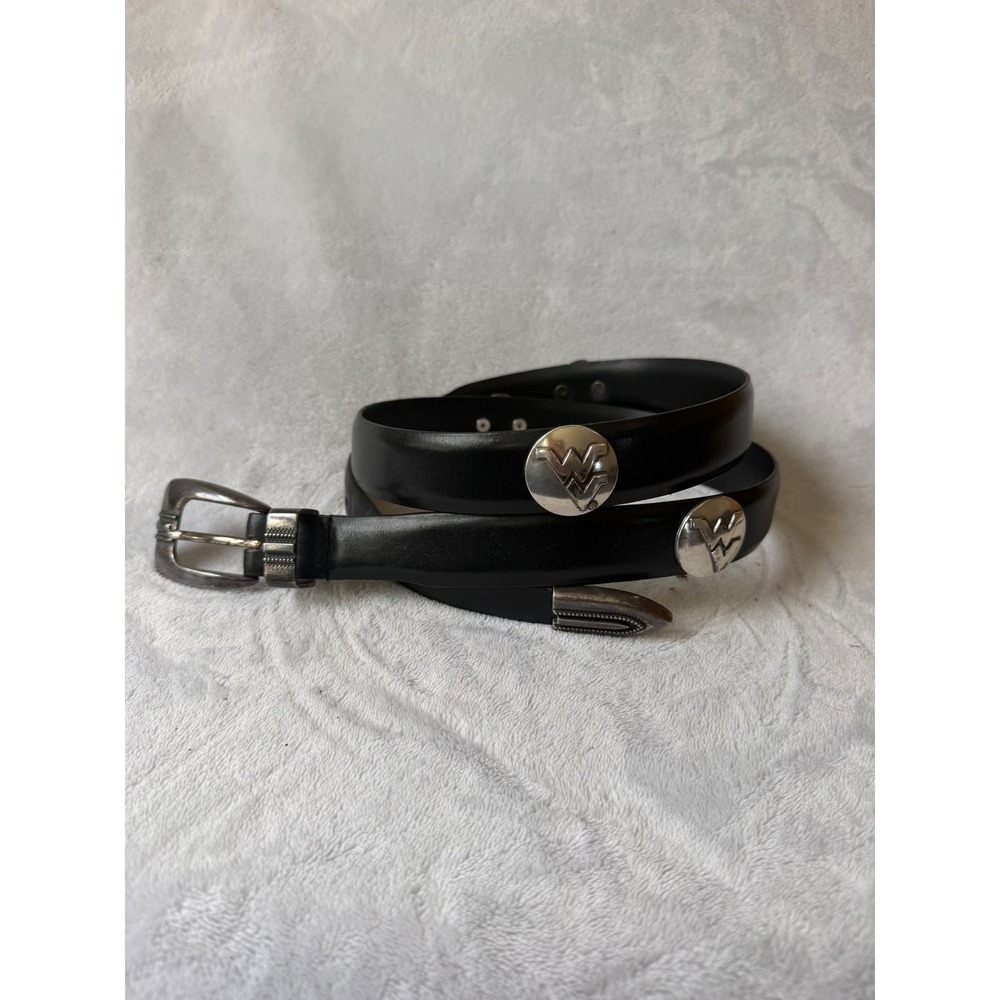 West Virginia University Belt Mens 40 Black Good WV Mountaineers Leather Western